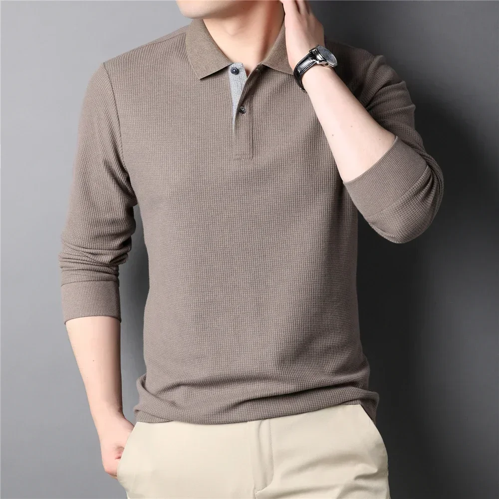 

Men Polo Shirt Autumn Long Sleeve Solid Polo Shirts Camisa Polos Masculina Popular Business Casual Plus Size Polo Tops