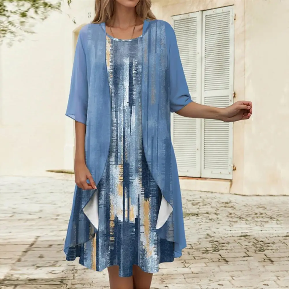Round Neck Vest Dress Elegant Printed Chiffon Coat Dress Set with Irregular Hem Sleeveless Midi Dress Women's Formal for A
Round Neck Vest Dress Elegant Printed Chiffon Coat Dress Set with Irregular Hem Sleeveless Midi Dress Women's Formal for A