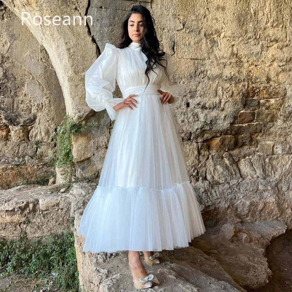Muslim Exquisite Ivory A-line Wedding Dresses Layered Draped Pleat Tulle Anke Length Bride Gown Brush Train robe de mariée
Muslim Exquisite Ivory A-line Wedding Dresses Layered Draped Pleat Tulle Anke Length Bride Gown Brush Train robe de mariée