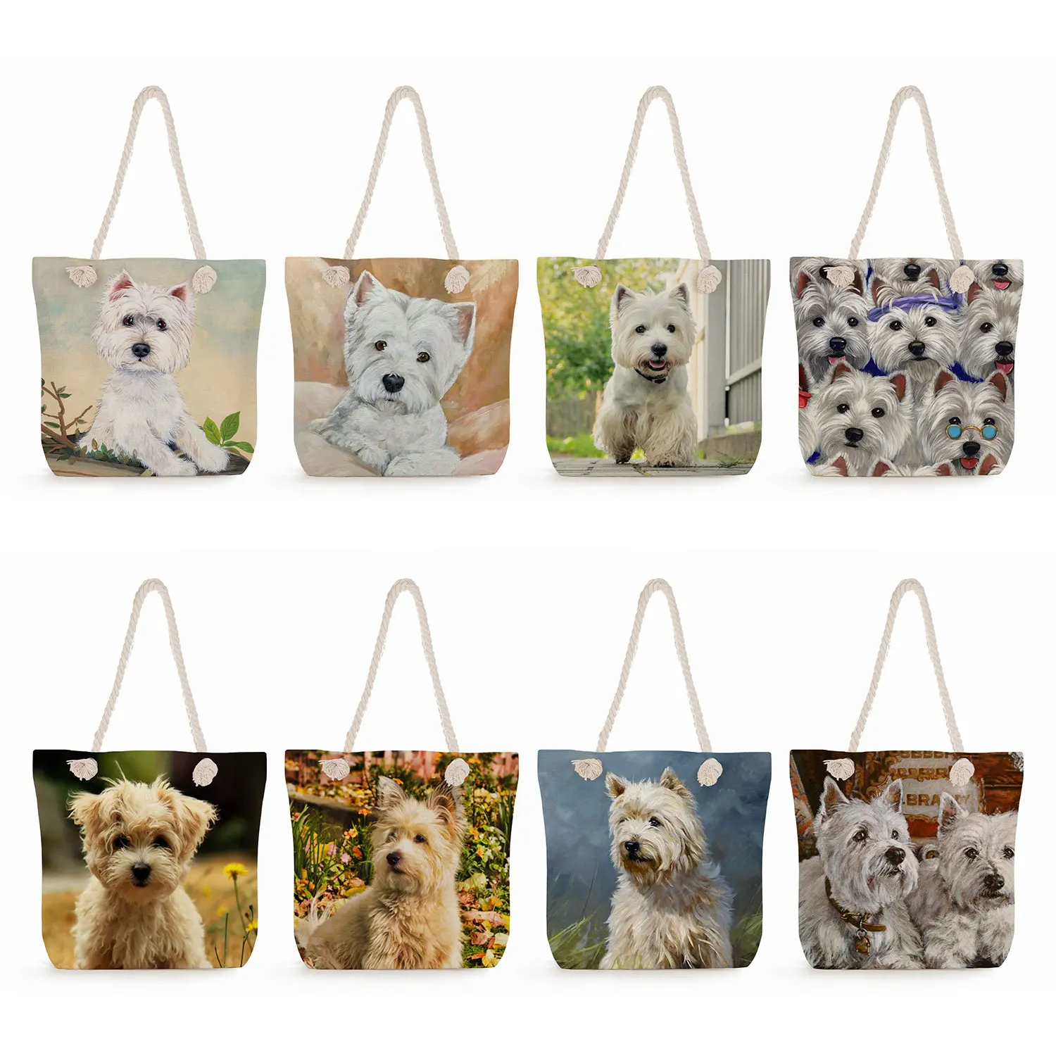 Travel Beach Bags Capacity Cute Shopping Tote Bags Casual High West Highland White Terrier Printed Handbags Dog Graphic Women
Travel Beach Bags Capacity Cute Shopping Tote Bags Casual High West Highland White Terrier Printed Handbags Dog Graphic Women