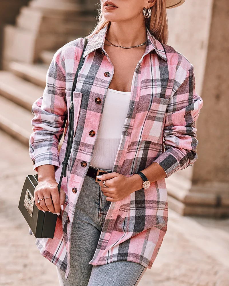 2023 Spring Autumn Plaid Print Long Sleeve Button Down Shacket Women Casual Daily Wear Outdoor Shirts Female Ropa Turn Full Tops
2023 Spring Autumn Plaid Print Long Sleeve Button Down Shacket Women Casual Daily Wear Outdoor Shirts Female Ropa Turn Full Tops