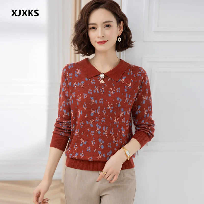 XJXKS Fashion Lapel Long Sleeve Sweater Women 2022 Spring And Autumn New Loose Large Size Wool Knit Pullover Pull Femme
XJXKS Fashion Lapel Long Sleeve Sweater Women 2022 Spring And Autumn New Loose Large Size Wool Knit Pullover Pull Femme