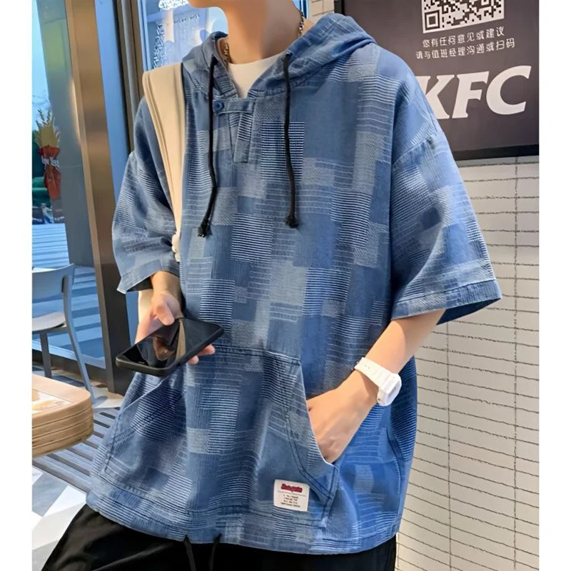 Fashion Spliced Pockets Printed Plaid Hooded T-Shirts Men's Clothing 2024 Summer New Loose Young Style Tops Casual Tee Shirt
Fashion Spliced Pockets Printed Plaid Hooded T-Shirts Men's Clothing 2024 Summer New Loose Young Style Tops Casual Tee Shirt