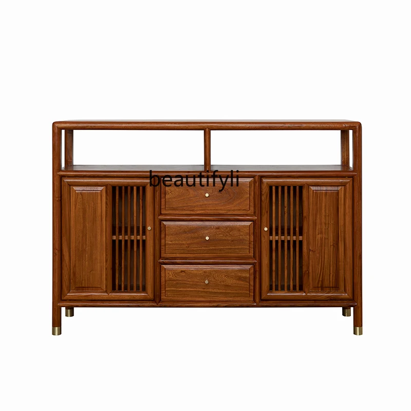 

New Chinese Style Solid Wood Sideboard Tea Cabinet Simple Entrance Cabinet Locker Zen Side View Sets
