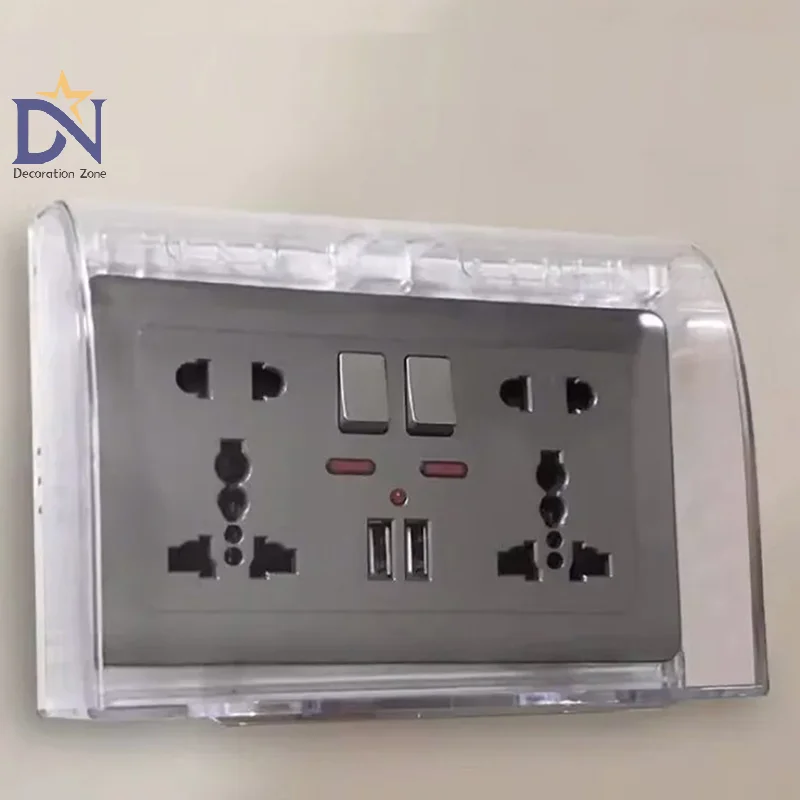 

146 Waterproof Splash Box For Wall Sockets White Transaparent Protection Cover For Washroom Sockets