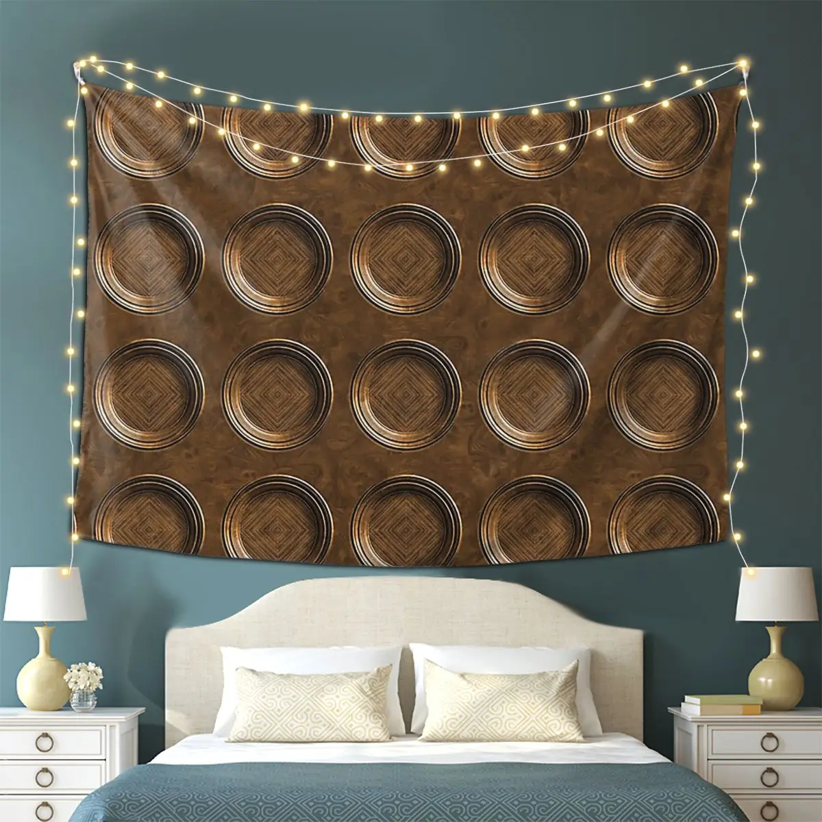 

WOODEN CIRCLES Aesthetic Home Decor Tapestry Art Wall Hanging Tapestries on the Wall for Living Room Bedroom Dorm Room