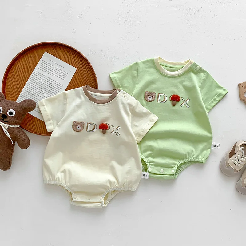 2023 Summer Newborn Girl Romper Cotton Short Sleeve Roundneck Thin Loose Baby Girl Bodysuit Bear Patched Toddler Girls Outfits
2023 Summer Newborn Girl Romper Cotton Short Sleeve Roundneck Thin Loose Baby Girl Bodysuit Bear Patched Toddler Girls Outfits