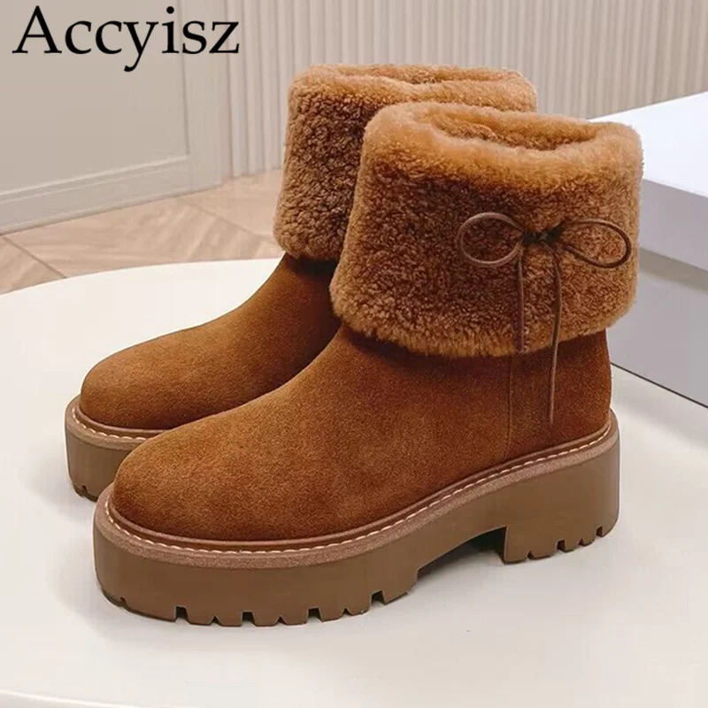 New Platform Fur Snow Boots Women Butterfly Knot Decor Wool Lining Ankle Botas Winter Comfort Warm Flat Thick Bottom Short Boots
New Platform Fur Snow Boots Women Butterfly Knot Decor Wool Lining Ankle Botas Winter Comfort Warm Flat Thick Bottom Short Boots