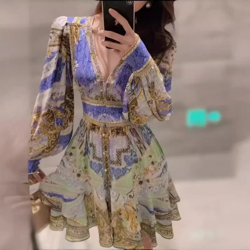 Hepburn Hong Kong Style Retro Temperament Goddess Style Spinning Temperament Waist-Controlled Long Sleeve Print Hol,French Style
Hepburn Hong Kong Style Retro Temperament Goddess Style Spinning Temperament Waist-Controlled Long Sleeve Print Hol,French Style