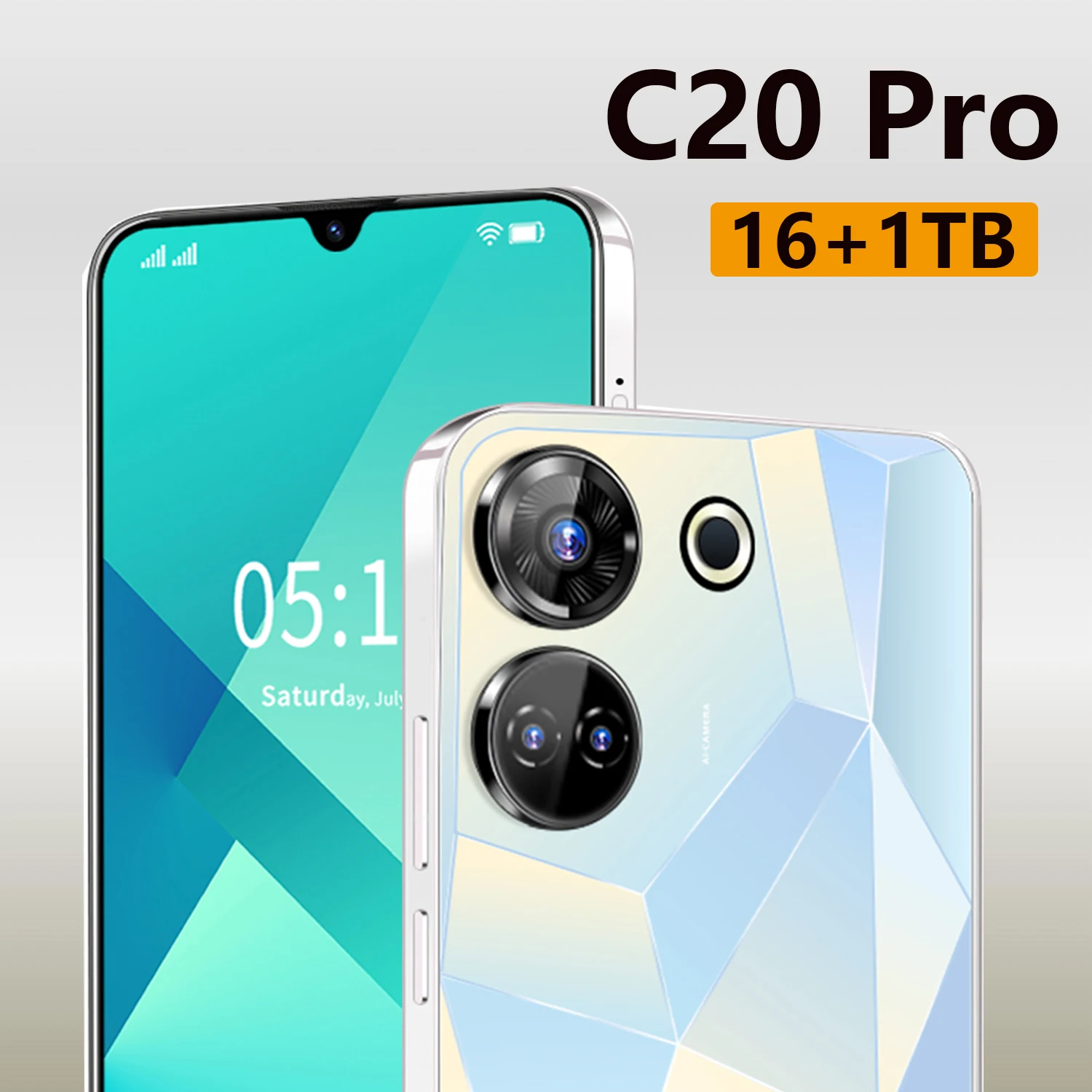 

Смартфон C20 Pro, 6,8 дюйма, 16 ГБ + 1 ТБ, 8000 мАч, 50 + 108 МП