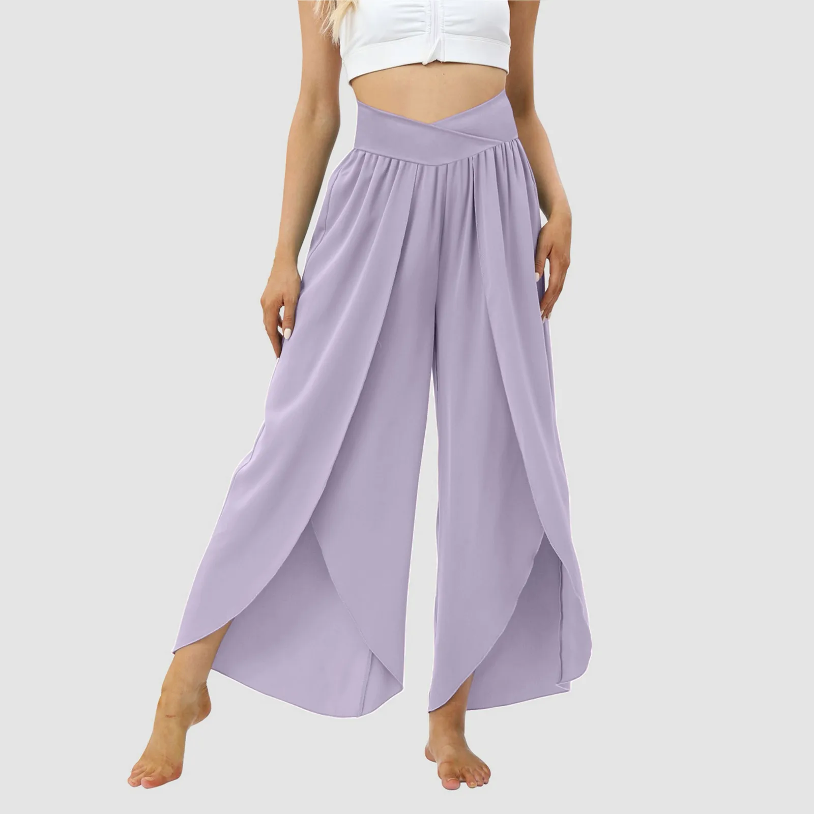 

New Summer Women Skirt Pants Wide Leg High Waist Palazzo Trousers Criss Cross Trend Beach High Waist Elegant Pants Plus Size