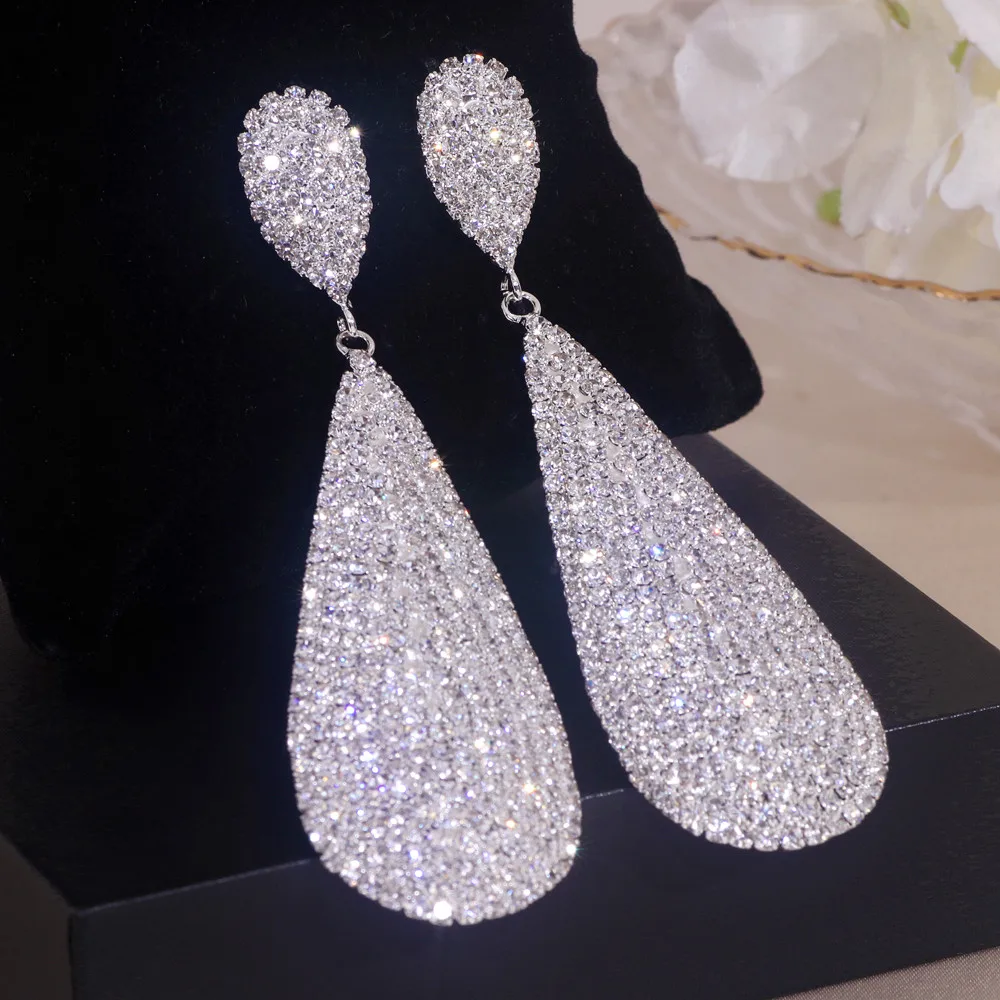 Classic Elegant White Rhinestone Water Drop Shape Pendant Earrings for Women Silver Color Dangle Earrings Wedding Party Jewelry 4 Mallzona Sb3ea12d5bc6e4ff0acc4ebcdb37551e3W Classic Elegant White Rhinestone Water Drop Shape Pendant Earrings for Women Silver Color Dangle Earrings Wedding Party Jewelry Mallzona