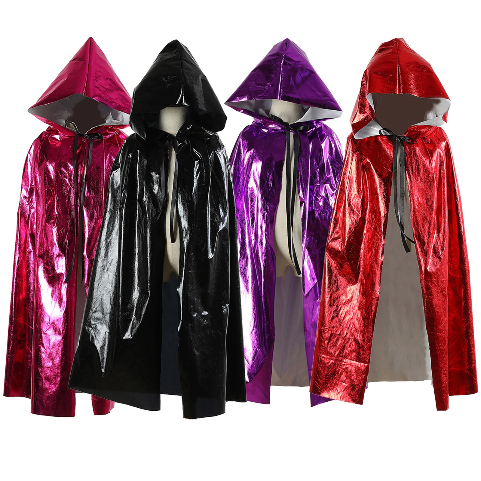 

Halloween Witch Vampire Cloak Cape Kids Girls Boys Shiny Metallic Hooded Robe Cape Easter Carnival Rave Party Cosplay Costumes