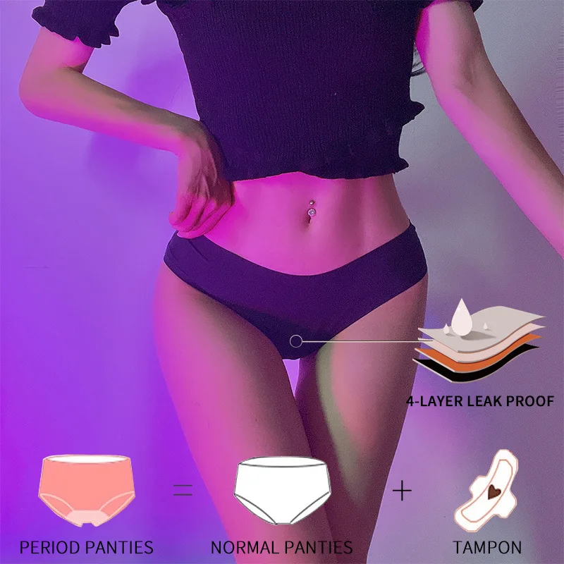 

Large Size Women's Physiological Underwear with Front and Back Leak Proof Four Layer Seamless Menstrual Underwear