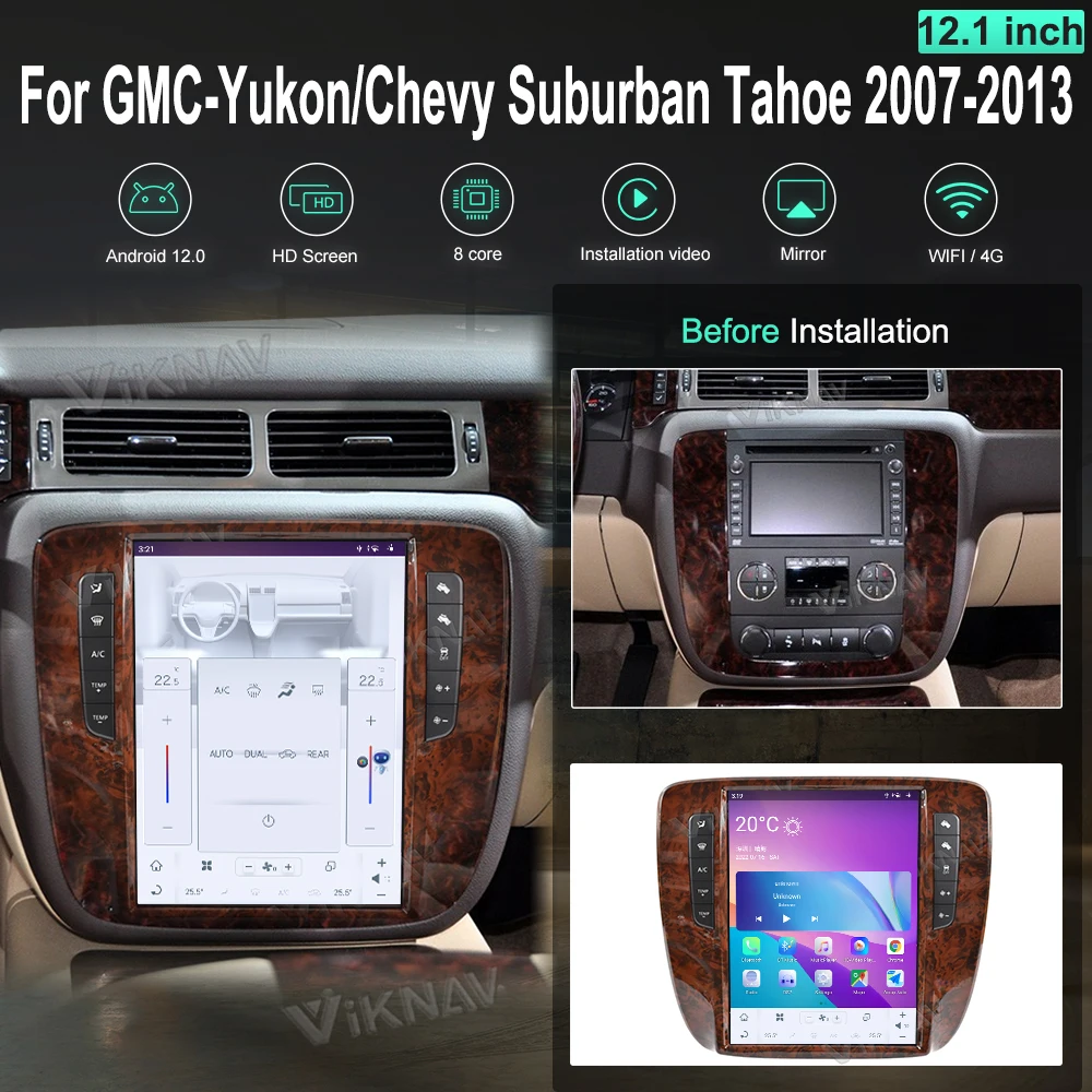Android Multimedia Player Head unit For GMC-Yukon/Chevy Suburban Tahoe Auto AC 2007-2013 12.1inch Touch Screen Car Radio
Android Multimedia Player Head unit For GMC-Yukon/Chevy Suburban Tahoe Auto AC 2007-2013 12.1inch Touch Screen Car Radio