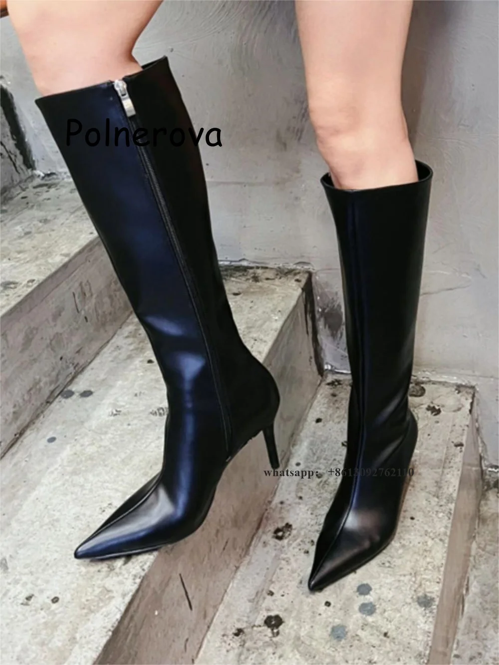 

Черные ботинки из лакированной кожи, женская обувь на тонком каблуке, женская обувь с боковой молнией и острым носком, Весенняя Повседневная модная женская обувь в западном стиле