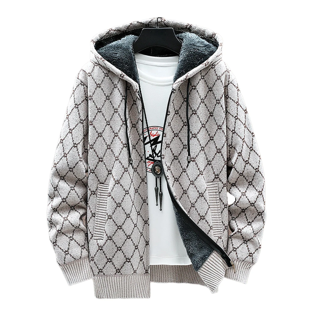 Fashion Men's Knit Fleece Lined Hooded Jacket Cardigan Casual Zip Up Rhombus Print Warm Tops Sweater Coat Jackets Clothing
Fashion Men's Knit Fleece Lined Hooded Jacket Cardigan Casual Zip Up Rhombus Print Warm Tops Sweater Coat Jackets Clothing