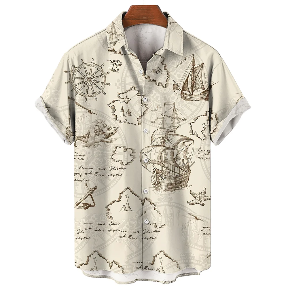 Fashion Men's Shirt Vintage Nautical Pattern Print Summer Short Sleeve Clothing Casual Lapel Shirt Male Oversized Blouses
Fashion Men's Shirt Vintage Nautical Pattern Print Summer Short Sleeve Clothing Casual Lapel Shirt Male Oversized Blouses