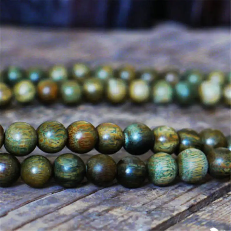 Bracelets de prière bouddhistes en bois de santal vert 108 naturel, 8mm, perles de bois de verre parfumées, collier, BRO933 4