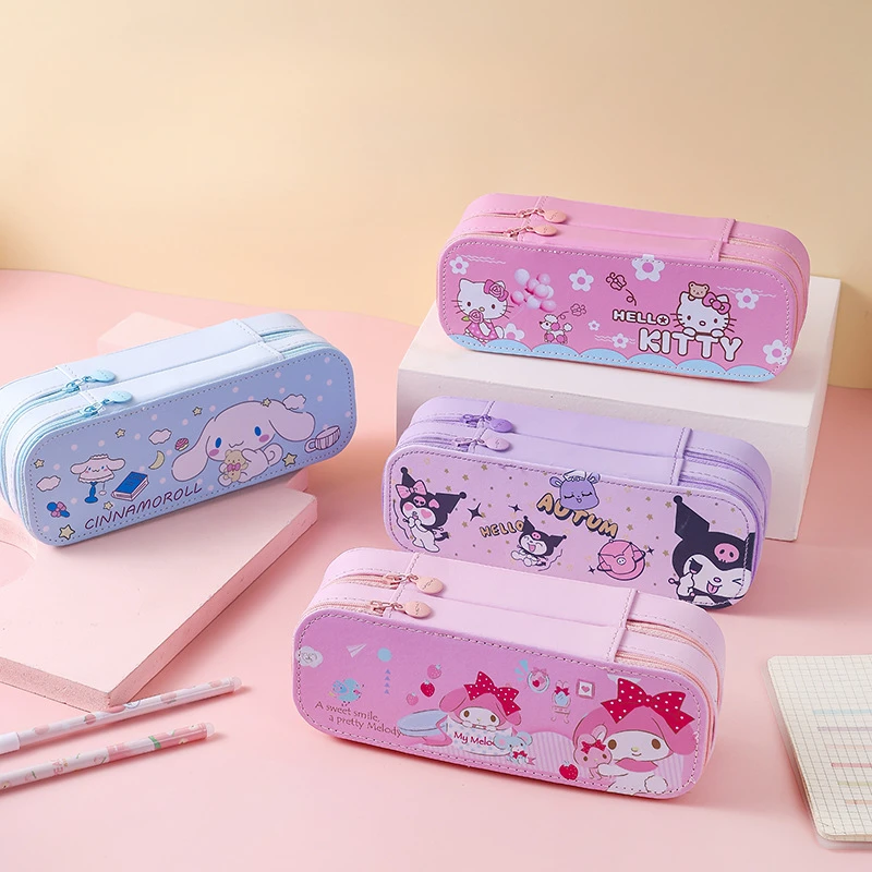 

Sanrio Kuromi Mymelody Cinnamoroll Pencil Case Hello Kitty Kawaii Cartoon Student Learning Stationery Storage Box Birthday Gift