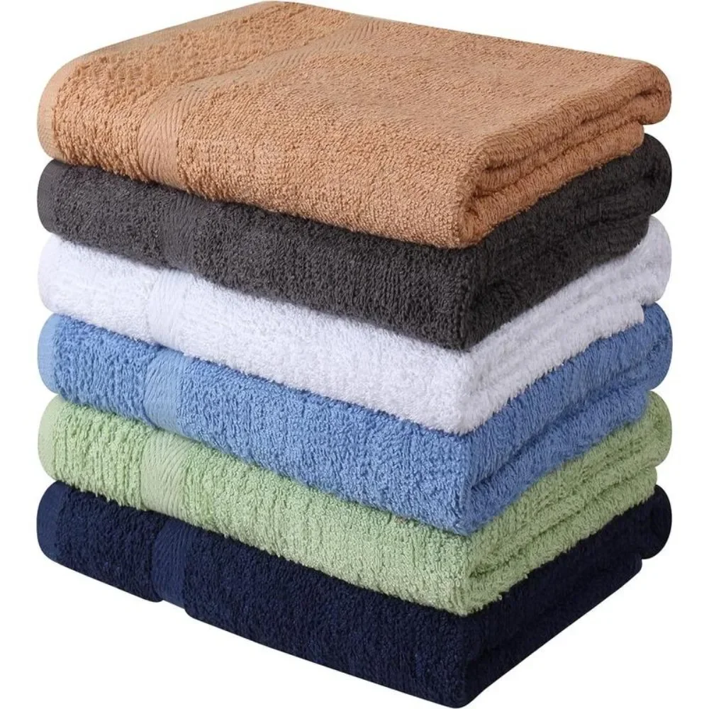 

Cotton 6 Pack Bath Towel Set Quick Dry Super Absorbent Light Weight Soft Multi Colors (27 X 54 Pack of 6) Half Body Bath Robe