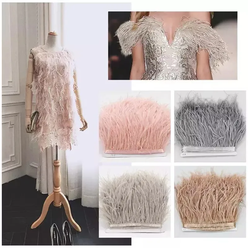 10 Meters Ostrich Feathers on Ribbon 10-15CM Feather Trim Boa Clothes Dress Sewing Costume White Fringe Dress Decor Accessories 
10 Meters Ostrich Feathers on Ribbon 10-15CM Feather Trim Boa Clothes Dress Sewing Costume White Fringe Dress Decor Accessories