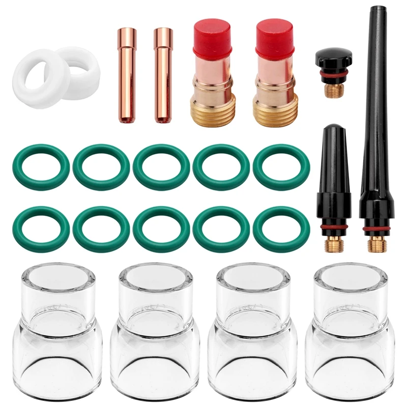 23PCS TIG Stubby Gas Lens 17GL332 3/32Inch & 12 Cup & TIG Gas Lens Alumina Nozzle Kit For DB SR WP 17/18/26 TIG Welding Torch
23PCS TIG Stubby Gas Lens 17GL332 3/32Inch & 12 Cup & TIG Gas Lens Alumina Nozzle Kit For DB SR WP 17/18/26 TIG Welding Torch