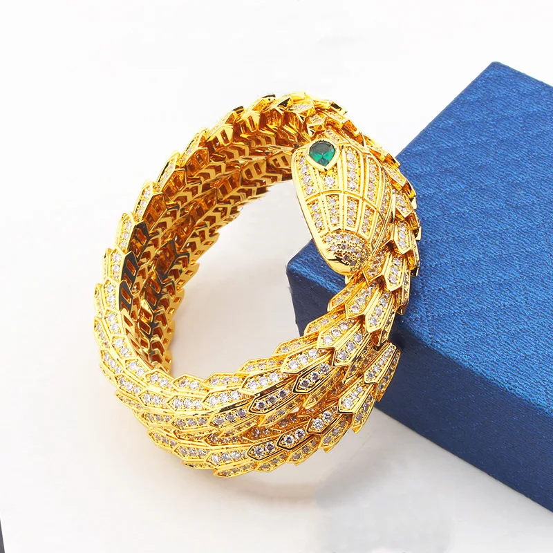 Europe America Luxurious Style Women Lady Plated Gold Color Double Circle Settings Zircon Snake Snakelike Thick Bangle Bracelet
Europe America Luxurious Style Women Lady Plated Gold Color Double Circle Settings Zircon Snake Snakelike Thick Bangle Bracelet