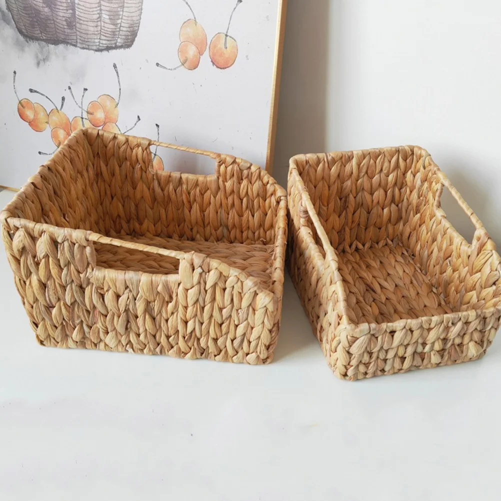 

Slanted Basket Straw Woven Storage Toy Sundries Baskets Garbage Cans Table Book Shelf Desktop Grocery Organizer