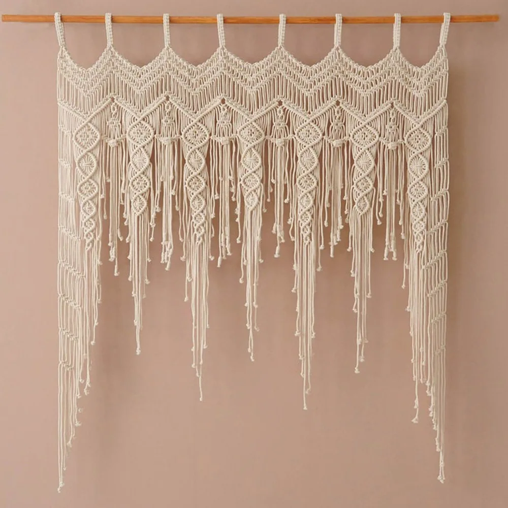 Boho Nursery Macrame Wall Art - Handwoven Cotton Tapestry with Tassels 3 Sb3fd0a1e9e414255bf6c1d3250a56095l