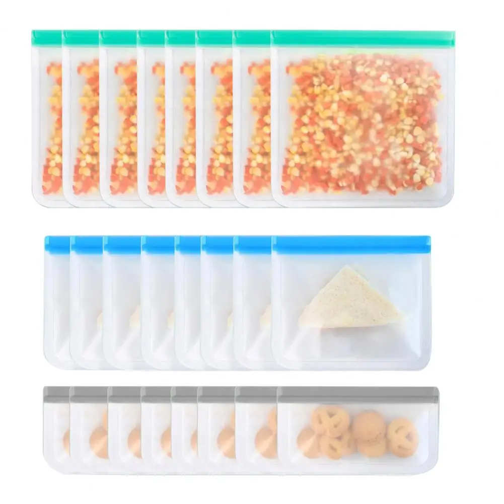 

Reusable Bags 24pcs Reusable Freezer Bags Leakproof Food Storage for Travel Picnic Bpa Free Silicone Extra Thick Durable
