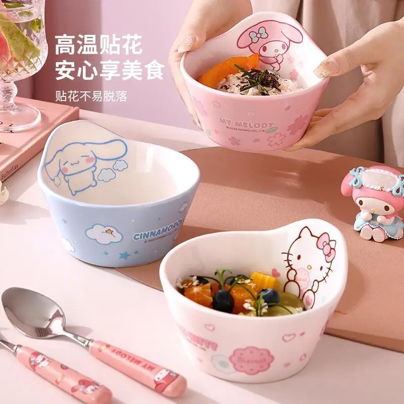 Kawaii Sanrio Anime Hello Kitty Cinnamoroll Children's Rice Bowl Ladle Cute Cartoon Lovely Ceramic Tableware Gifts
Kawaii Sanrio Anime Hello Kitty Cinnamoroll Children's Rice Bowl Ladle Cute Cartoon Lovely Ceramic Tableware Gifts