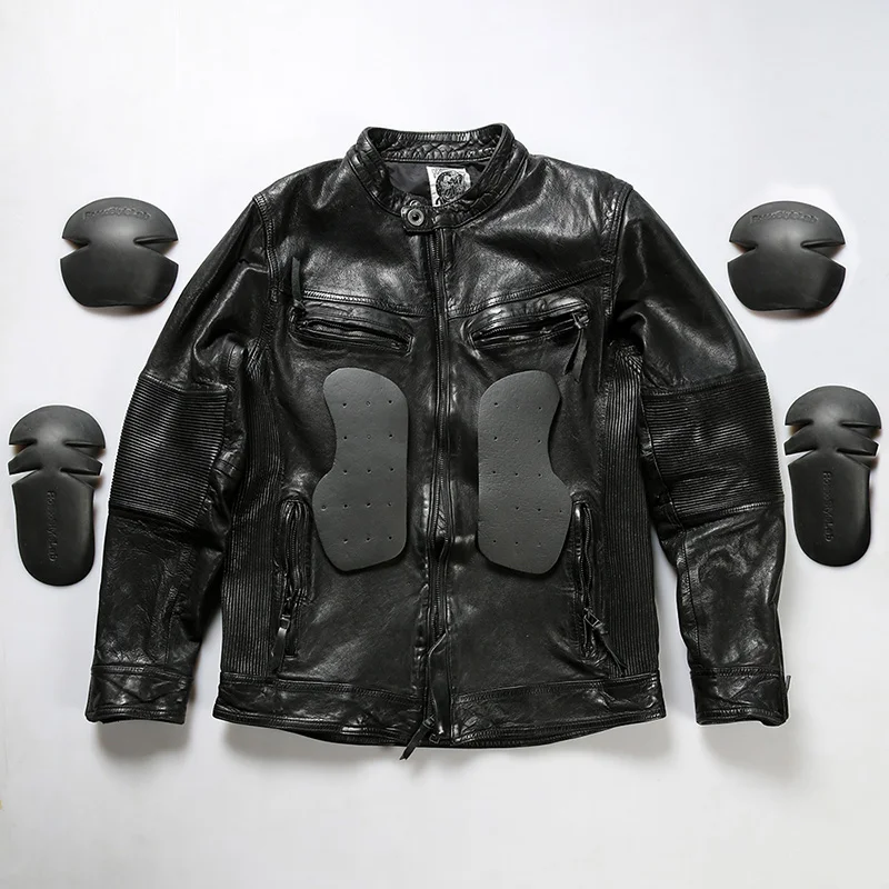 New Vegetable Tanned Sheepskin Men's Real Leather Coats Fashion Stand Collar Windproof Motorcycle Protective Slim-fit Jacket
New Vegetable Tanned Sheepskin Men's Real Leather Coats Fashion Stand Collar Windproof Motorcycle Protective Slim-fit Jacket