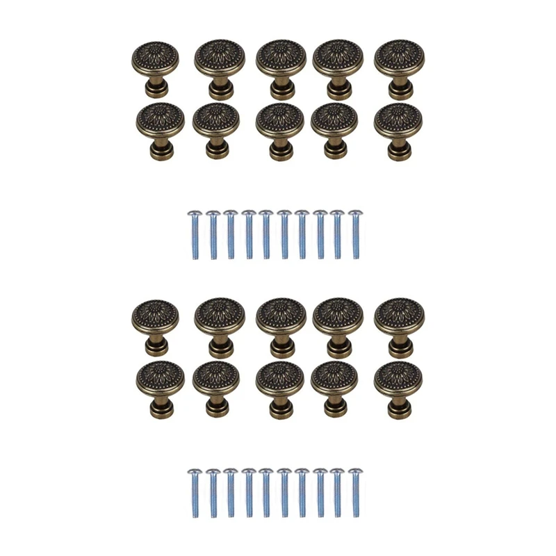 20 Pack Antique Bronzy Flower Round Handle Kitchen Cabinet Cupboard Door Drawer Pull Knob With Screws 25 X 23Mm
20 Pack Antique Bronzy Flower Round Handle Kitchen Cabinet Cupboard Door Drawer Pull Knob With Screws 25 X 23Mm