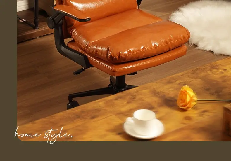 Luxurious Leather Comfortable Computer Chair, Bedroom Study Office Writing Chair, Student Sedentary Study Chair, Retro Furniture Luxurious Leather Comfortable Computer Chair, Bedroom Study Office Writing Chair, Student Sedentary Study Chair, Retro Furniture