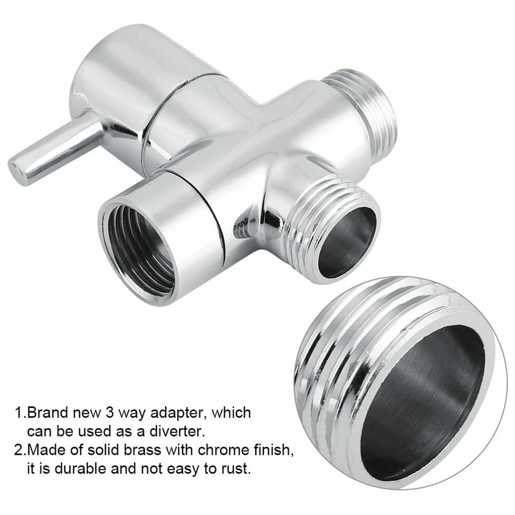 

Household Products Diverter Valve Hand-held Sprinkler 3 Way Brass Chrome Converter For Shower Head G1/2in T-adapter