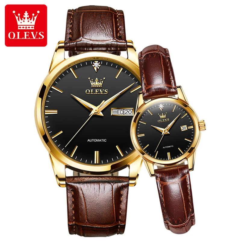 OLEVS Brand Luxury Automatic Couples Watch for Men Women Fashion Leather Waterproof Mechanical Watches Casual Couple Clock
OLEVS Brand Luxury Automatic Couples Watch for Men Women Fashion Leather Waterproof Mechanical Watches Casual Couple Clock