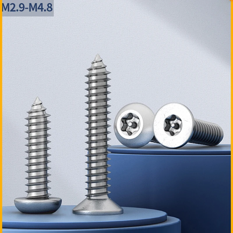 304 Stainless Steel Round Head Plummer Self-Tapping Screws M2.9 - M4.8 Countersunk Head Flat Head Anti-Theft Tapping Wood Screws
304 Stainless Steel Round Head Plummer Self-Tapping Screws M2.9 - M4.8 Countersunk Head Flat Head Anti-Theft Tapping Wood Screws