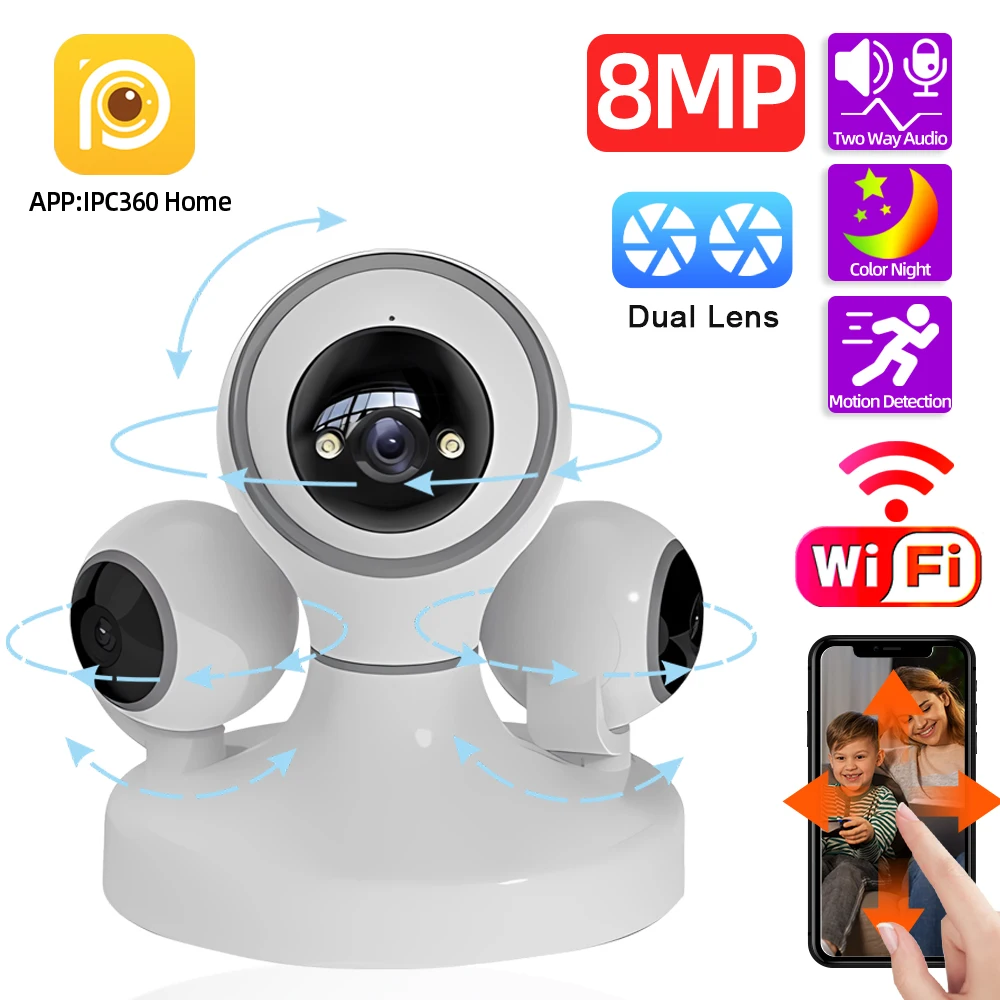 12MP WiFi PTZ Camera Threes Lens Baby Monitor Mini Smart Home Security Surveillance Cam Wireless CCTV 360° Panoramic Camera 4K
12MP WiFi PTZ Camera Threes Lens Baby Monitor Mini Smart Home Security Surveillance Cam Wireless CCTV 360° Panoramic Camera 4K