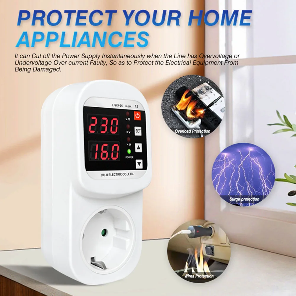 Automatic Voltage And Current Protector Socket Dual Display Voltage Monitoring Switch Power Meter Protections
Automatic Voltage And Current Protector Socket Dual Display Voltage Monitoring Switch Power Meter Protections