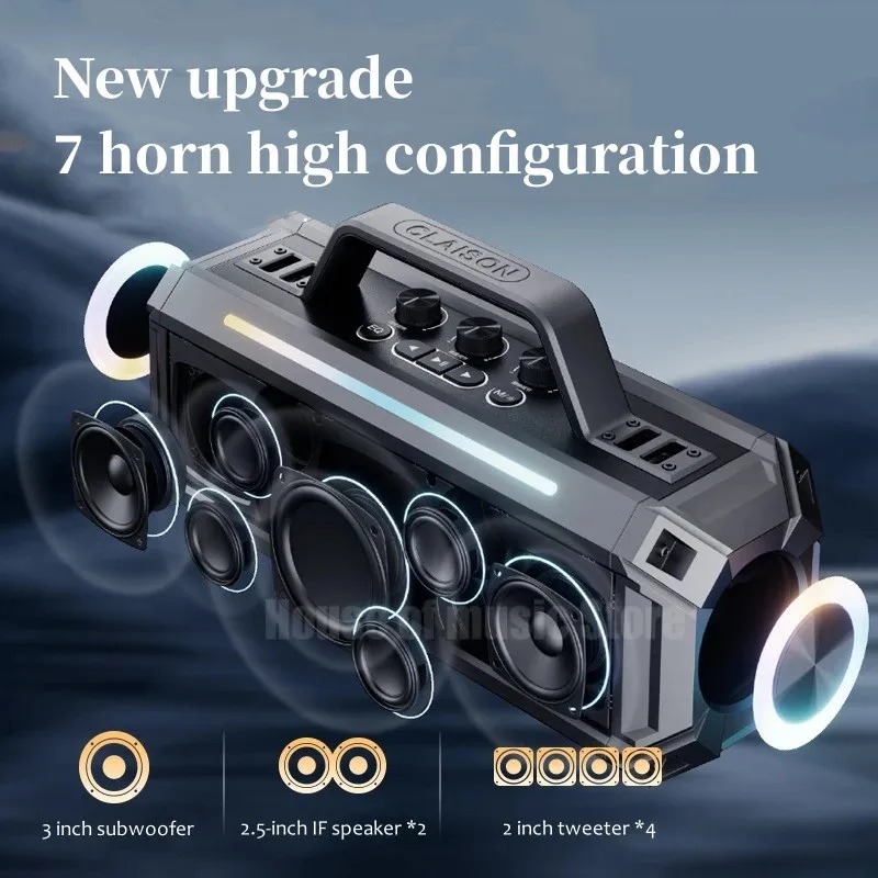 Newly Upgraded GRB 7 Horn Bluetooth Speaker 300W High Power Tone Changing Effects Wireless Portable System Audio Sound Outdoor
Newly Upgraded GRB 7 Horn Bluetooth Speaker 300W High Power Tone Changing Effects Wireless Portable System Audio Sound Outdoor