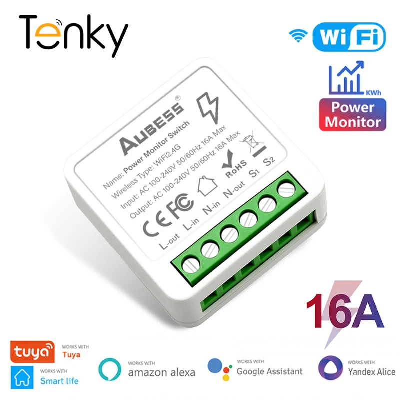 Tuya WiFi Smart Power Monitor Switch 16A 2 Way Control Timer Wireless Smart Home Work with Smart Life Alexa Google Home Alice
Tuya WiFi Smart Power Monitor Switch 16A 2 Way Control Timer Wireless Smart Home Work with Smart Life Alexa Google Home Alice
