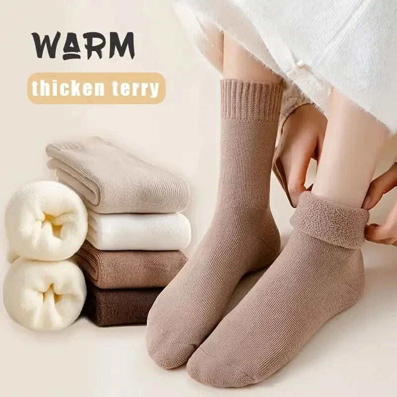 5paris Winter Warm Women's Socks White Solid Soft Thicken Plush Cotton Extend Middle Tube Sock Harajuku Thermal Cold Snow Socks
5paris Winter Warm Women's Socks White Solid Soft Thicken Plush Cotton Extend Middle Tube Sock Harajuku Thermal Cold Snow Socks