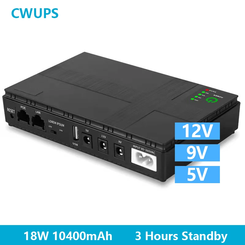 

Mini DC UPS Sai Uninterrupted Power 220V Supply 12V 9V 5V No Break Powerbank For Wifi Router Modem Security Camera