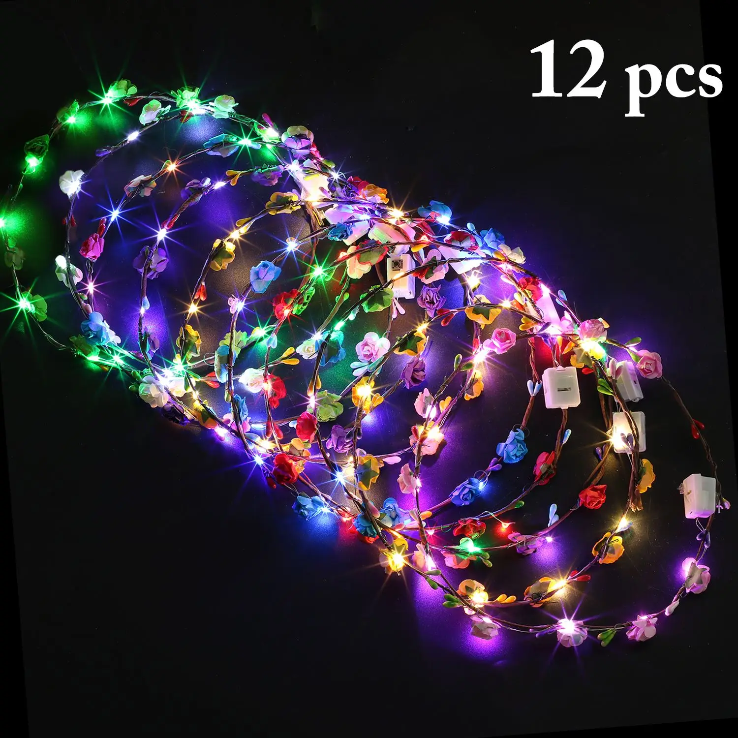 12PCS Flower Wreath Luminous 10-LED Headpiece Garland Crown Flower Headband Glowing Wreath For Wedding Party Christmas Garlands
12PCS Flower Wreath Luminous 10-LED Headpiece Garland Crown Flower Headband Glowing Wreath For Wedding Party Christmas Garlands