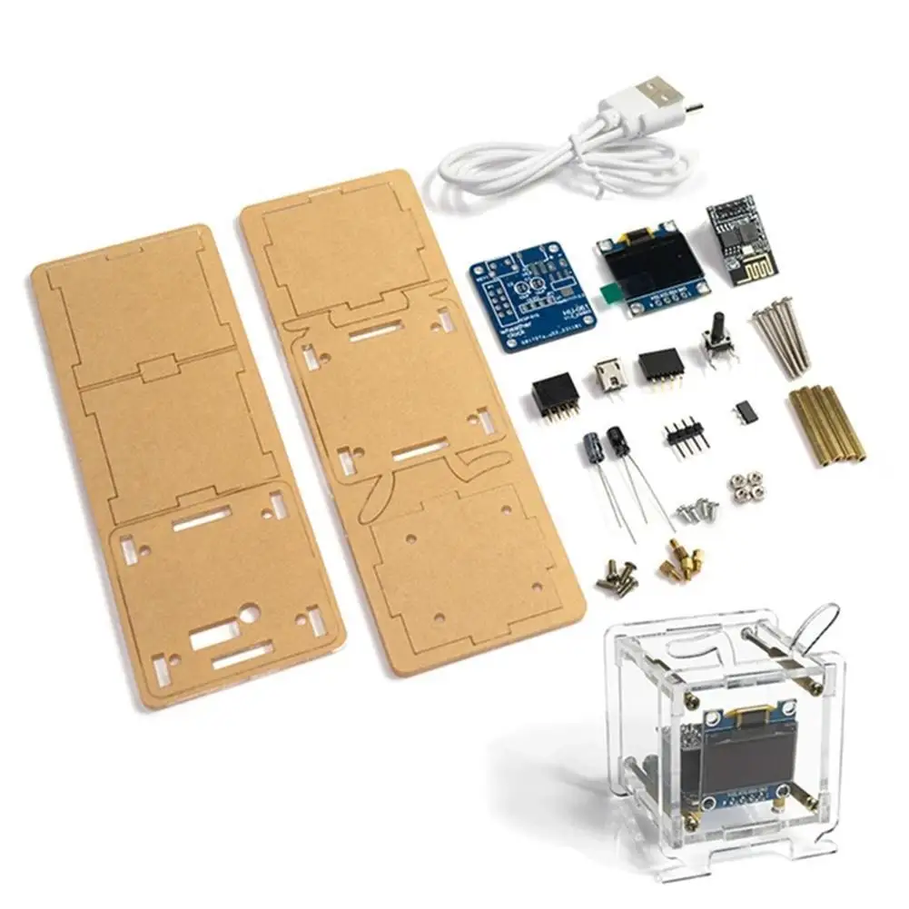 Миниатюрный датчик погоды ESP8266 с OLED-дисплеем в режиме реального времени, электронные часы «сделай сам», Wi-Fi, подключенный Измеритель температуры и влажности
Миниатюрный датчик погоды ESP8266 с OLED-дисплеем в режиме реального времени, электронные часы «сделай сам», Wi-Fi, подключенный Измеритель температуры и влажности