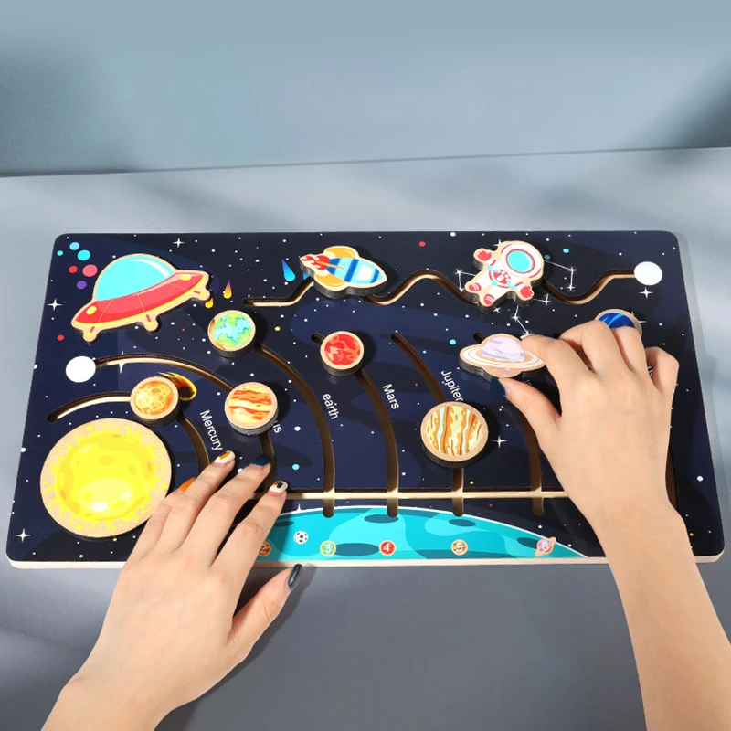 Wooden Solar System Maze Board Montessori Baby Early Educational Toys Eight Planet Matching Puzzle Game Sensory Learning Toys
Wooden Solar System Maze Board Montessori Baby Early Educational Toys Eight Planet Matching Puzzle Game Sensory Learning Toys