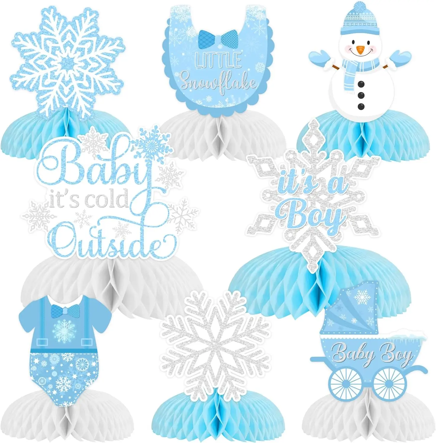 

8 Pack Baby It’s Cold Outside Honeycomb Centerpieces Baby Shower Decor It’s A Boy Table Toppers Decors Gender Reveal Party Decor