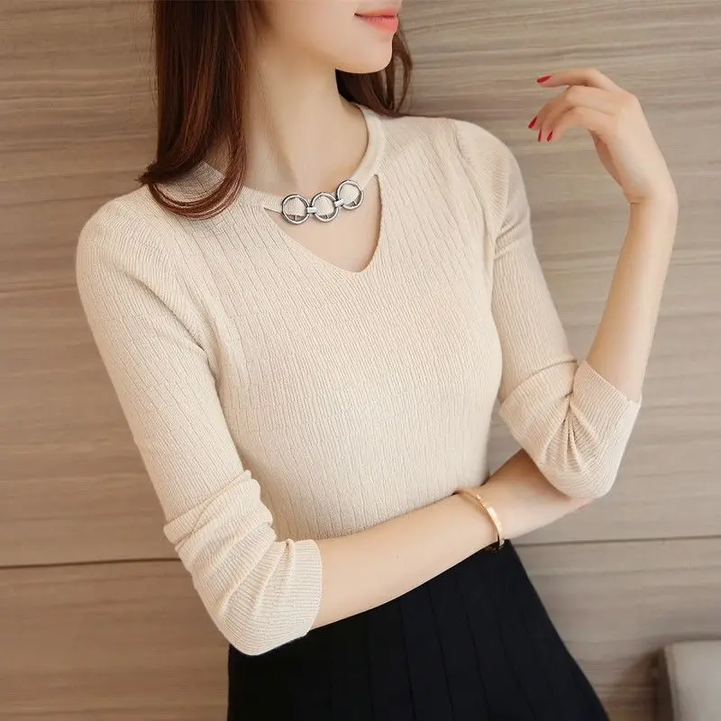Spring Autumn Slim Hollow Solid All-match Long Sleeve Sweaters Women New Clothes Fashion Casual Knitting Pullovers Top Korean
Spring Autumn Slim Hollow Solid All-match Long Sleeve Sweaters Women New Clothes Fashion Casual Knitting Pullovers Top Korean
