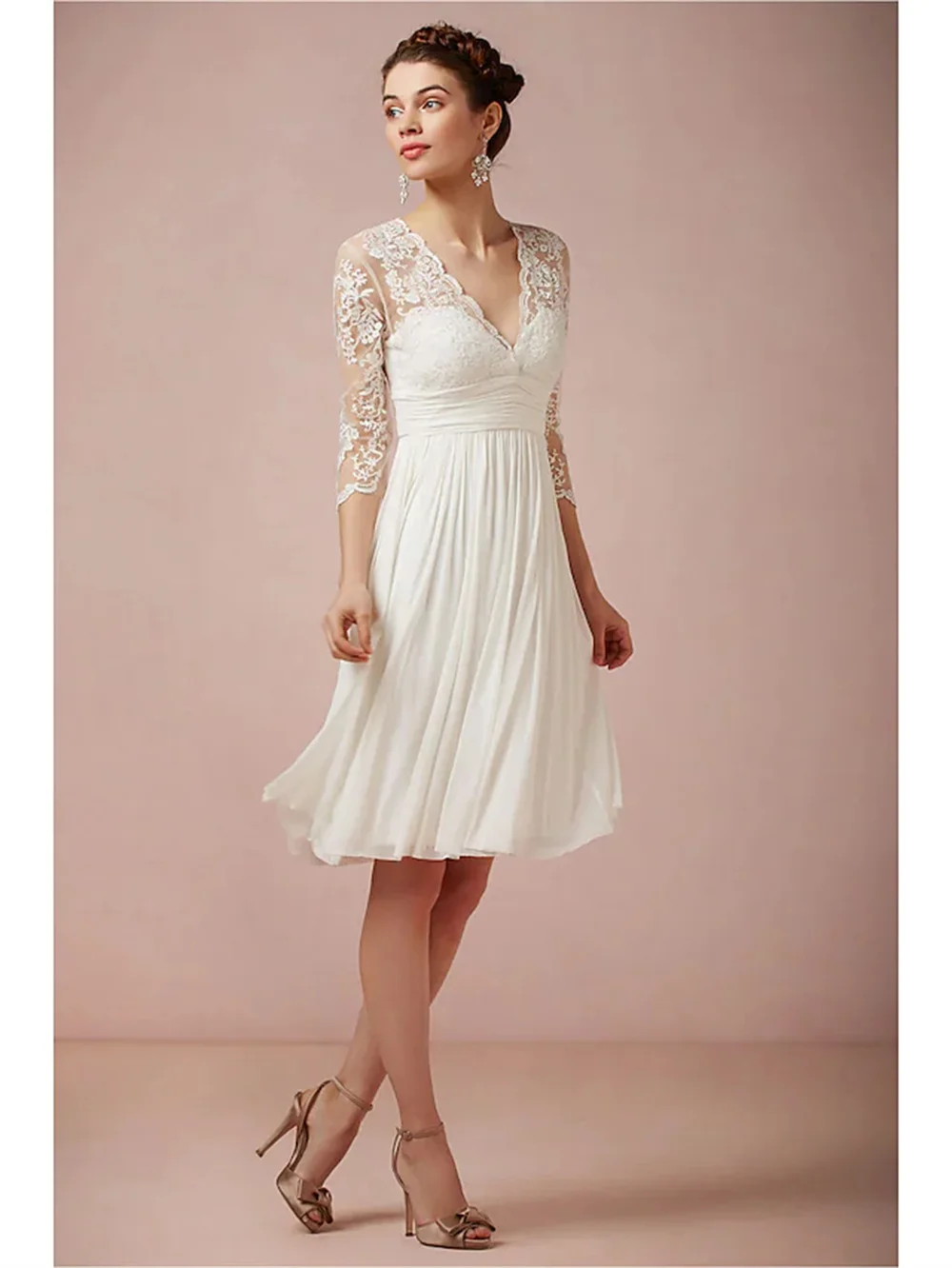 A-Line Wedding Dress V-Neck Knee-Length Chiffon Lace Knee Length Romantic Small White Ladies Applique Transparent Tulle Simple
A-Line Wedding Dress V-Neck Knee-Length Chiffon Lace Knee Length Romantic Small White Ladies Applique Transparent Tulle Simple